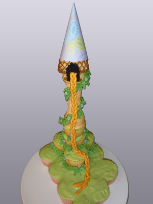 rapunzel cupcake tower